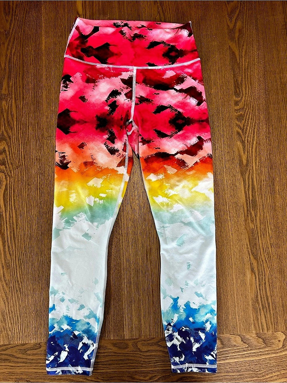 Fabletics Abstract Printed Rainbow Athletic Leggings